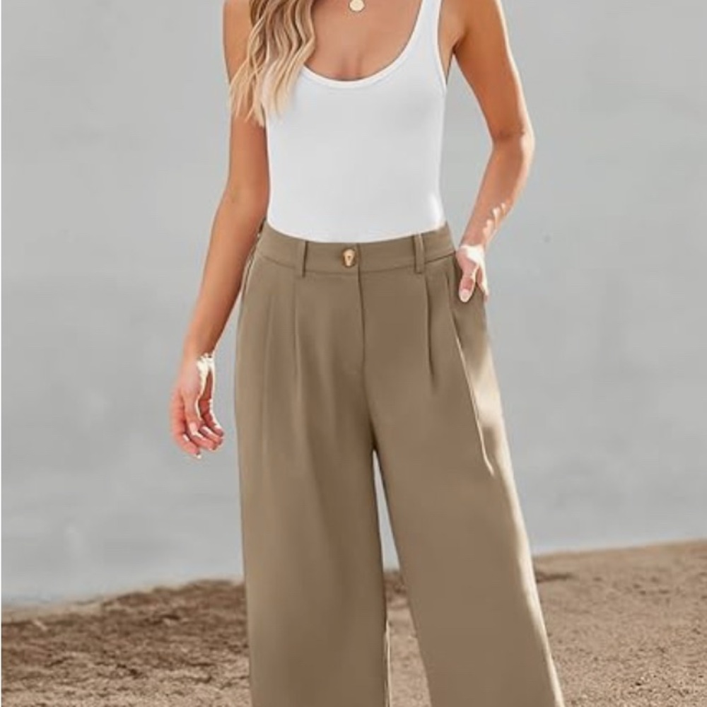 Wide Leg Dress Pants Women's High Waisted Dressy Trousers - Picture 3 of 5